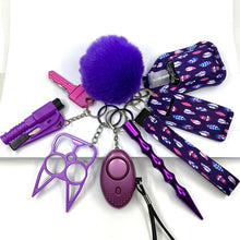 Load image into Gallery viewer, Purple 9-Piece Self-Defense Keychain
