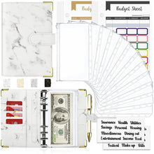 Load image into Gallery viewer, 28Pcs Money Budget Planner Binder with Zipper Envelopes, Cash Envelopes for Budgeting, Money Organizer for A6 Cash Budget Binder
