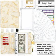 Load image into Gallery viewer, 28Pcs Money Budget Planner Binder with Zipper Envelopes, Cash Envelopes for Budgeting, Money Organizer for A6 Cash Budget Binder
