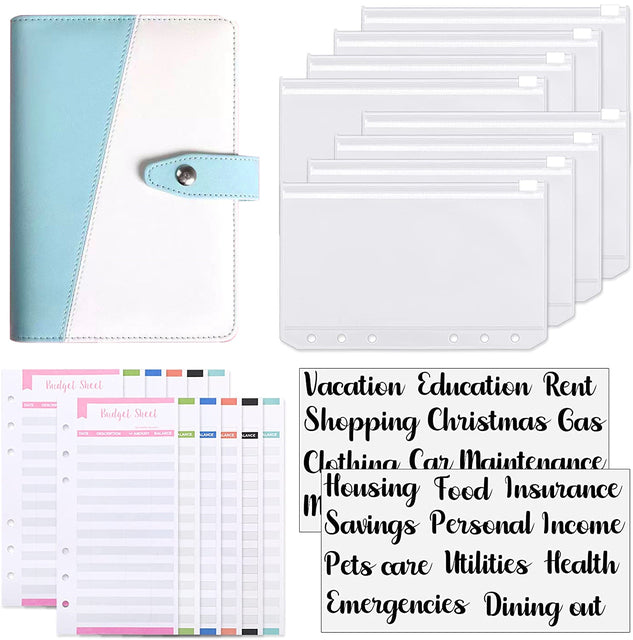 A6 Budget Binder Noteboook with Cash Envelopes System,Expense Budget Sheets,Category Stickers,for Budgeting and Saving Money