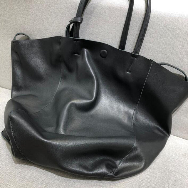 Original Leather Bag Tote 100% Natural Real Cowhide Handbags Vintage Simple Design Solid Shoulder Bags Cool Large Tote for Women