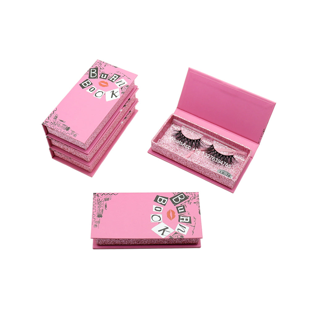 Cute Pink Eyelash Packaging Custom Logo Lash Box Wholesale 5D 25mm Mink Lashes 3D Eyelashes With Packaging Mean Girls Burn Book