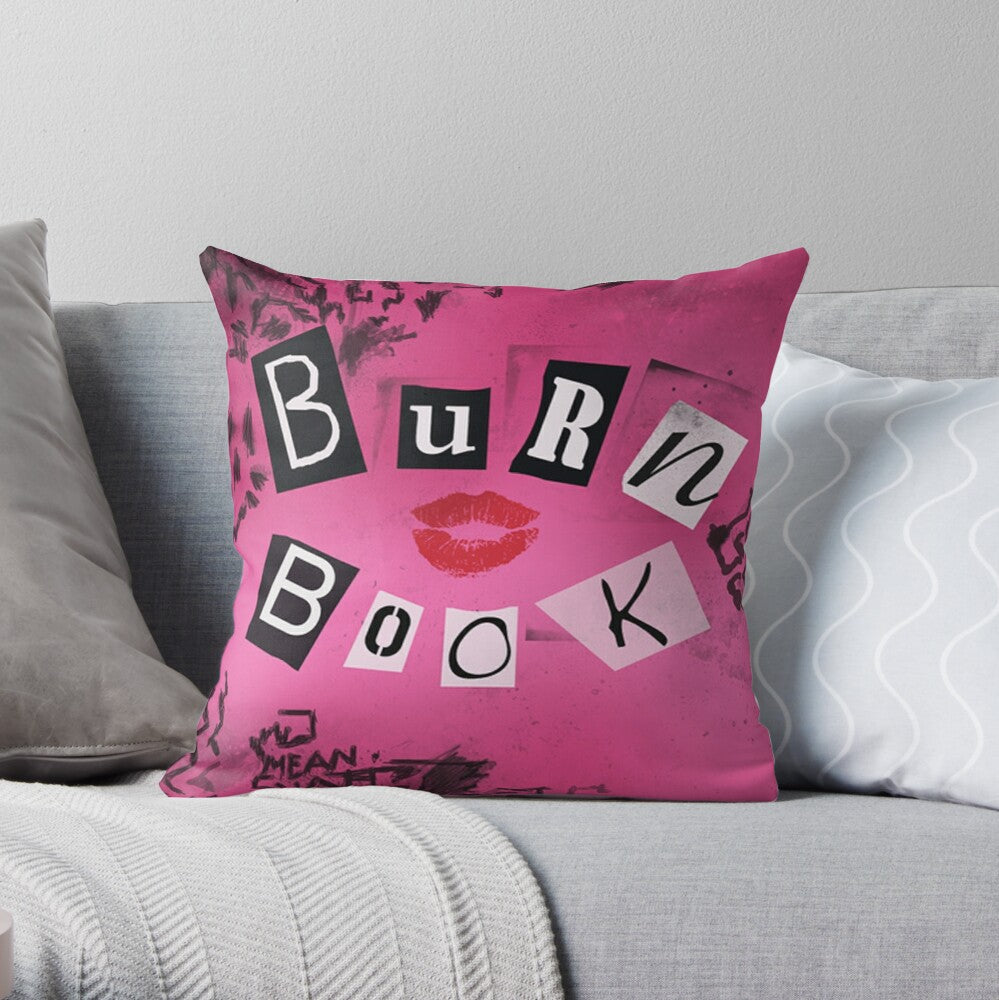 Mean Girls - Burn Book Throw Pillow Cushion Cover Polyester throw pillows case on sofa home living room car seat decor 45x45cm