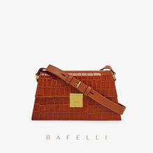 Load image into Gallery viewer, BAFELLI WOMENS HANDBAG FEMALE NEW FASHION SHOULDER LEATHER CROSSBODY BAG RETRO OLDE WORLDE CROCODILE GRAIN LUXURY BRAND
