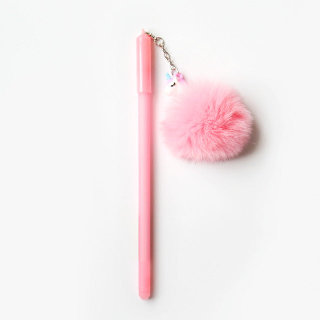 Sweet cartoon pink unicorn Flamingo pompon gel pen writting pens canetas material escolar kawaii staitonery school supplies